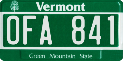 VT license plate OFA841