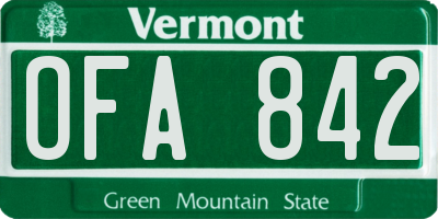VT license plate OFA842