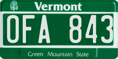 VT license plate OFA843