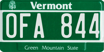 VT license plate OFA844