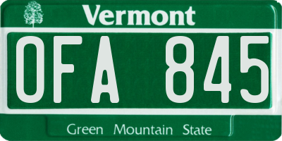 VT license plate OFA845