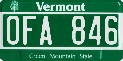 VT license plate OFA846