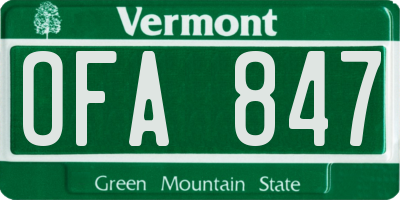 VT license plate OFA847