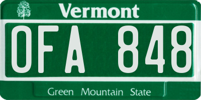 VT license plate OFA848