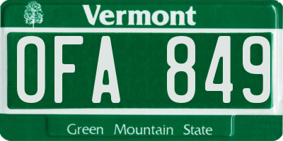 VT license plate OFA849
