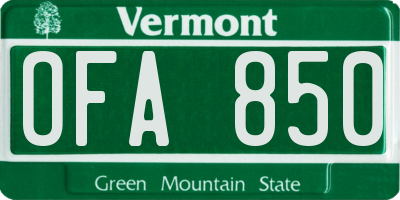 VT license plate OFA850