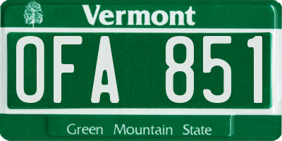 VT license plate OFA851