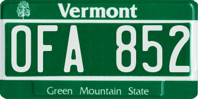 VT license plate OFA852