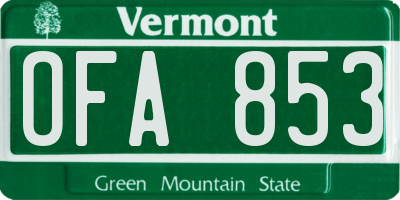 VT license plate OFA853