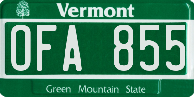 VT license plate OFA855