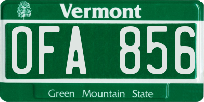 VT license plate OFA856
