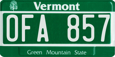 VT license plate OFA857