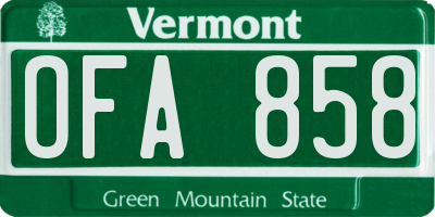 VT license plate OFA858
