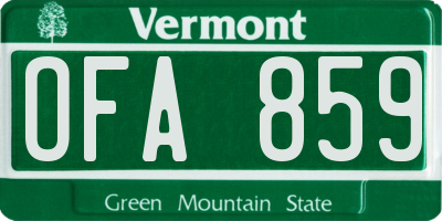 VT license plate OFA859