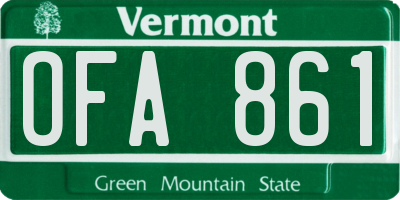 VT license plate OFA861