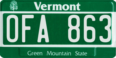 VT license plate OFA863