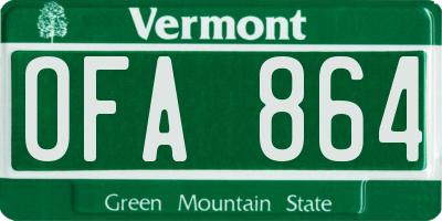 VT license plate OFA864