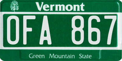 VT license plate OFA867