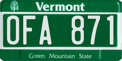 VT license plate OFA871