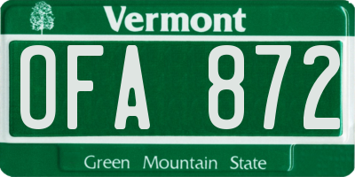 VT license plate OFA872