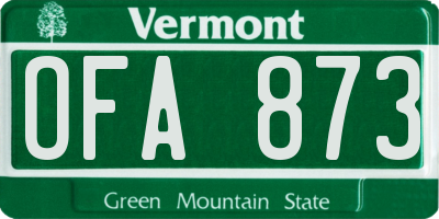 VT license plate OFA873