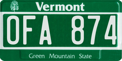 VT license plate OFA874