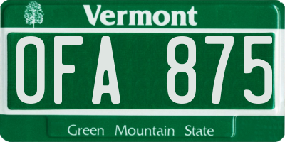 VT license plate OFA875