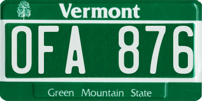VT license plate OFA876