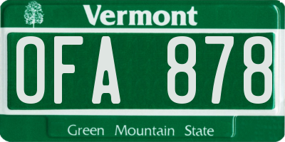 VT license plate OFA878