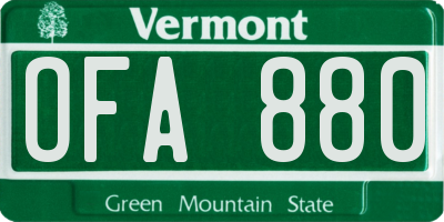 VT license plate OFA880