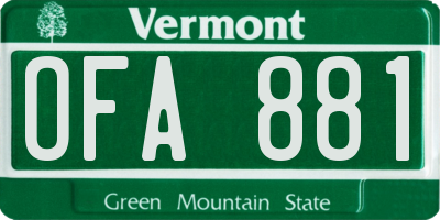 VT license plate OFA881