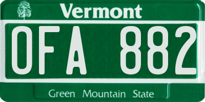 VT license plate OFA882