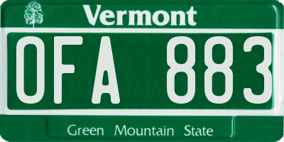 VT license plate OFA883