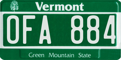 VT license plate OFA884