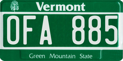 VT license plate OFA885