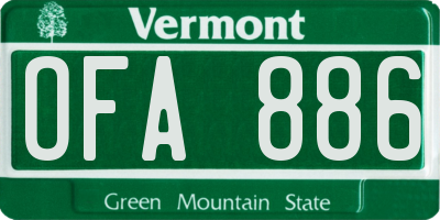 VT license plate OFA886