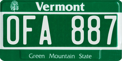 VT license plate OFA887