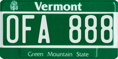 VT license plate OFA888