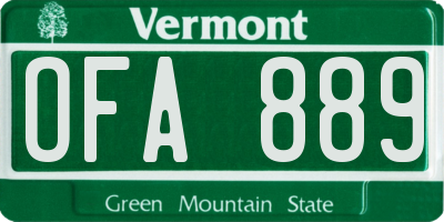 VT license plate OFA889