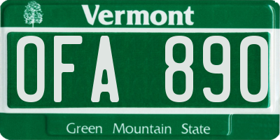 VT license plate OFA890