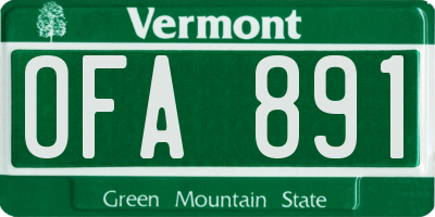 VT license plate OFA891