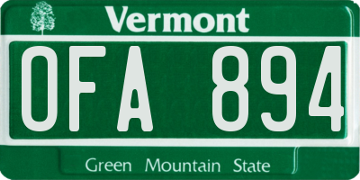 VT license plate OFA894
