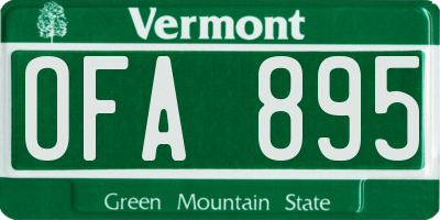 VT license plate OFA895