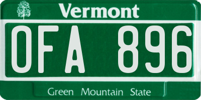 VT license plate OFA896