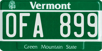 VT license plate OFA899