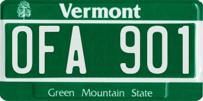 VT license plate OFA901