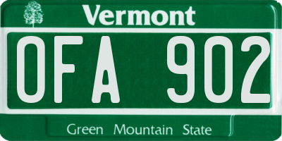VT license plate OFA902