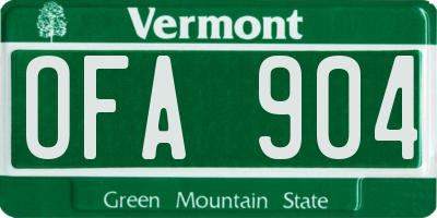 VT license plate OFA904