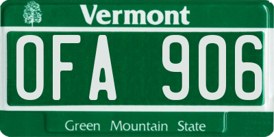 VT license plate OFA906