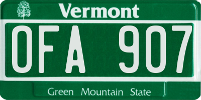 VT license plate OFA907